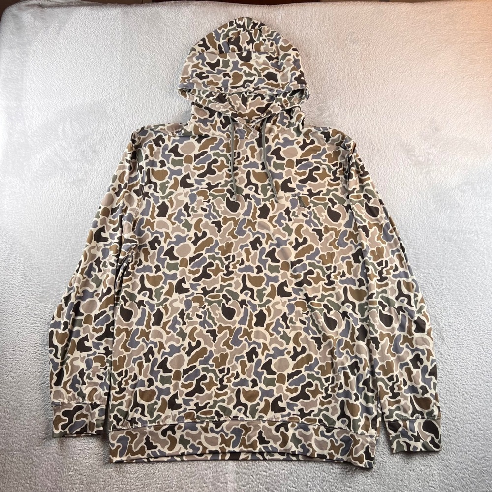 Local Boy Outfitters Duck Camo Performance Hoodie Mens Large Brown Tan Grey L